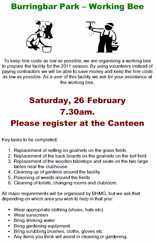 Burringbar Park Working Bee - 7:30am, 26 Feb 2011